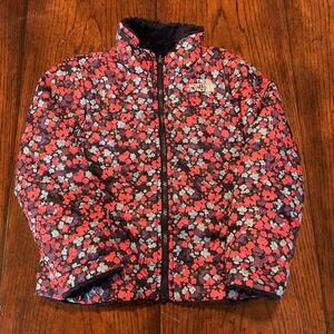 The North Face Girls Mossbud Floral Swirl Jacket  Reversible Sz Youth XS Navy